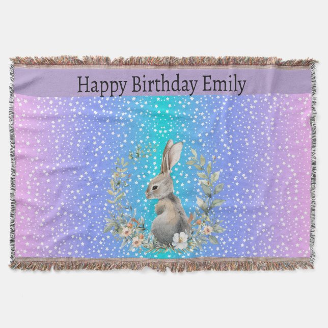 Bunny Rabbit gift - personalized blanket  (Front)