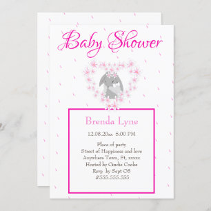 Bunny Rabbit Girl Pink Baby Shower invitation Post