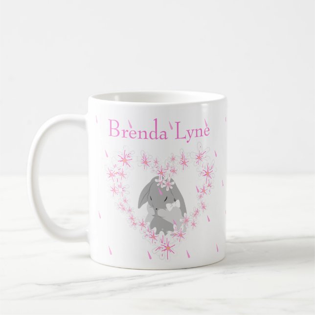 Bunny Rabbit Girl Pink Coffee Mug (Left)