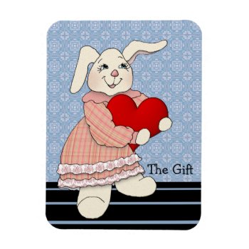 Bunny Rabbit Gives The Gift Of Love Magnet by colorwash at Zazzle