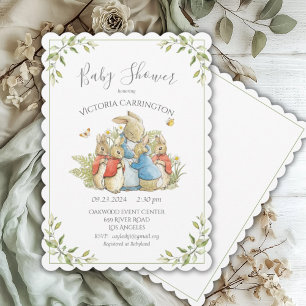Bunny Rabbit Green Baby Shower Invitation