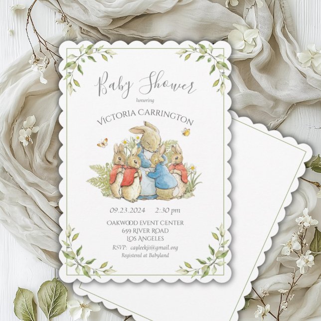 Bunny Rabbit Green Baby Shower Invitation (Creator Uploaded)