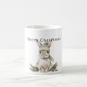 Bunny Rabbit Green Hat Christmas Coffee Mug