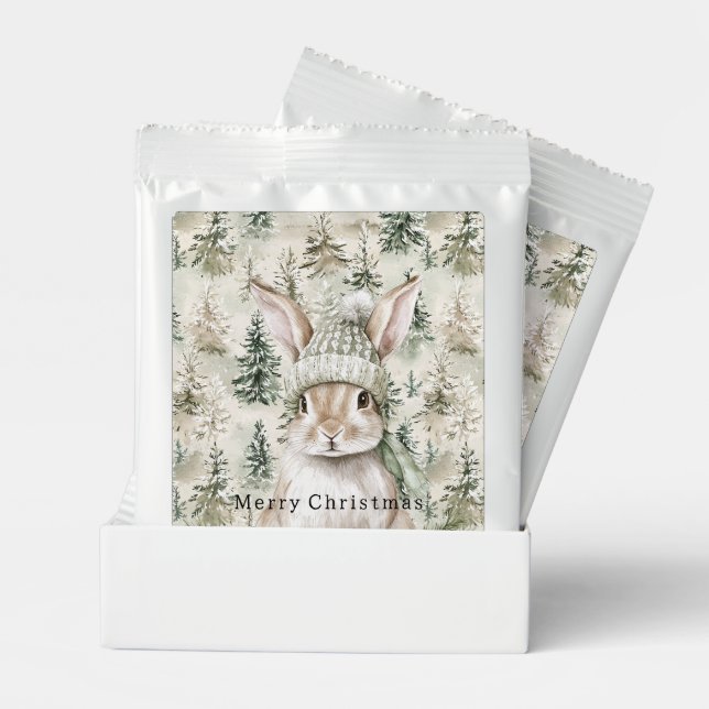 Bunny Rabbit Green Hat Christmas Hot Chocolate Drink Mix (Pair)