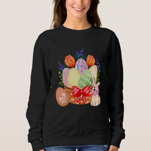 Bunny Rabbit Happy Easter Day Eggs Women Girls Kid Sweatshirt