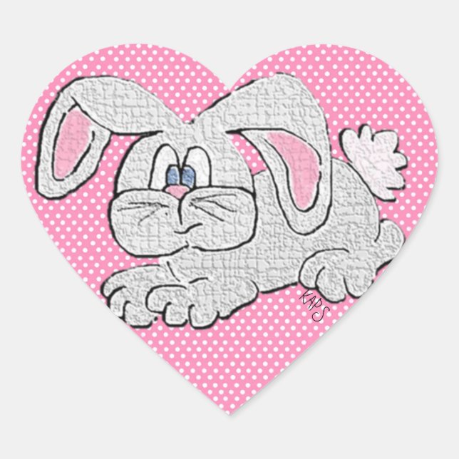 Bunny Rabbit Heart Sticker (Front)