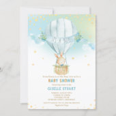 Bunny Rabbit Hot Air Balloon Baby Shower Boy Invitation (Front)