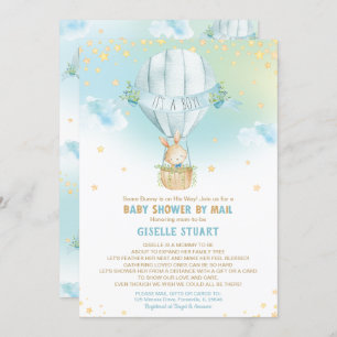 Bunny Rabbit Hot Air Balloon Baby Shower by Mail Invitation