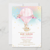 Bunny Rabbit Hot Air Balloon Baby Shower Girl Invitation (Front)