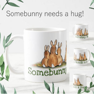 Bunny Rabbit Hug Love Friendship Animal Painting Coffee Mug