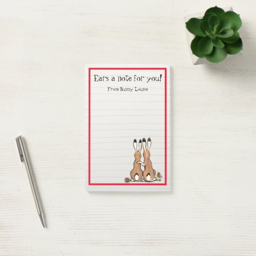 Bunny Rabbit Humorous Custom Animal Lined Red Post_it Notes