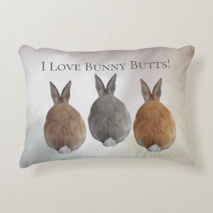 Bunny Rabbit I Love Bunny Butts Accent Pillow