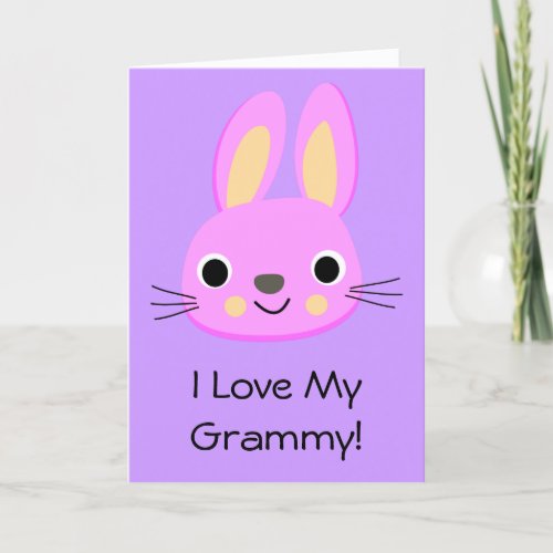 Bunny Rabbit I Love My Grammy Custom Name Birthday Card