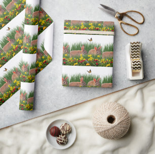  Bunny Rabbit  in Flower Garden Spring/Easter   Wrapping Paper
