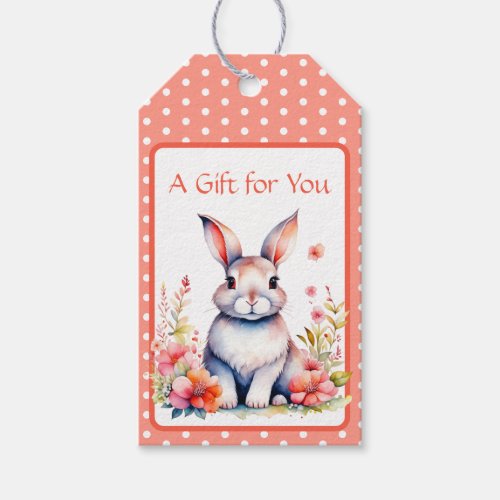 Bunny Rabbit in Flowers Its a Girl Baby Shower Gift Tags