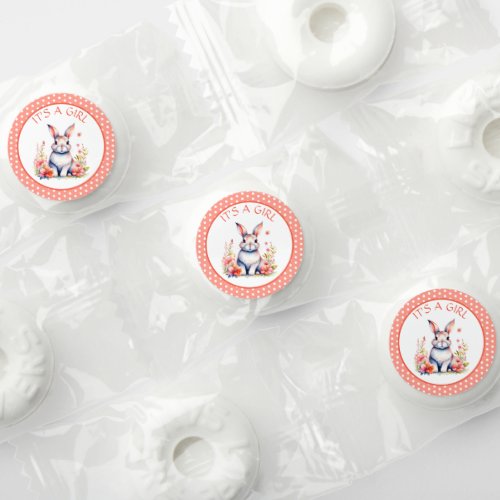 Bunny Rabbit in Flowers Its a Girl Baby Shower Life Saver Mints