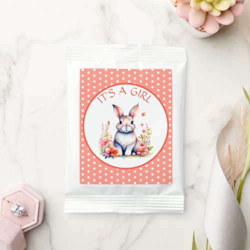 Bunny Rabbit in Flowers Its a Girl Baby Shower Margarita Drink Mix