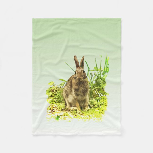 Bunny Rabbit in Grass Fleece Blanket