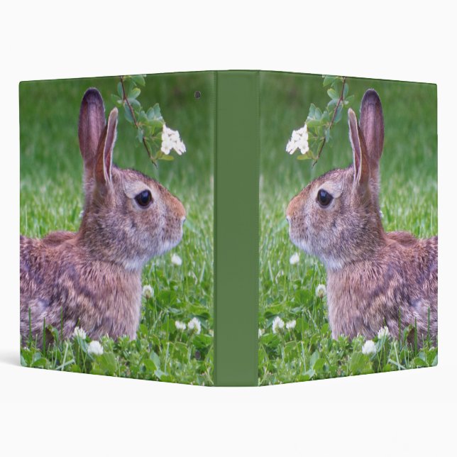 Bunny Rabbit in Grass Spring Animal Photography 3 Ring Binder (Background)