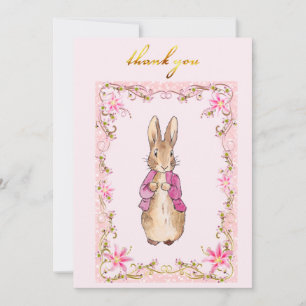 Bunny rabbit in pink jacket   thank you card