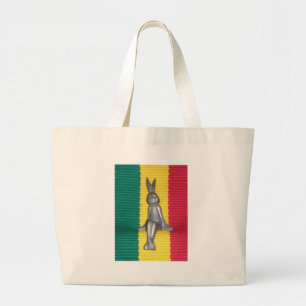 Bunny - Rabbit in Rasta Colors: A Touch of Groovy Large Tote Bag