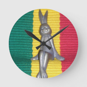 Bunny - Rabbit in Rasta Colors: A Touch of Groovy Round Clock