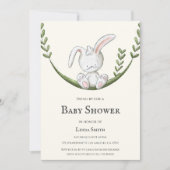 Bunny Rabbit in Swing Gender Neutral Baby Shower Invitation (Front)
