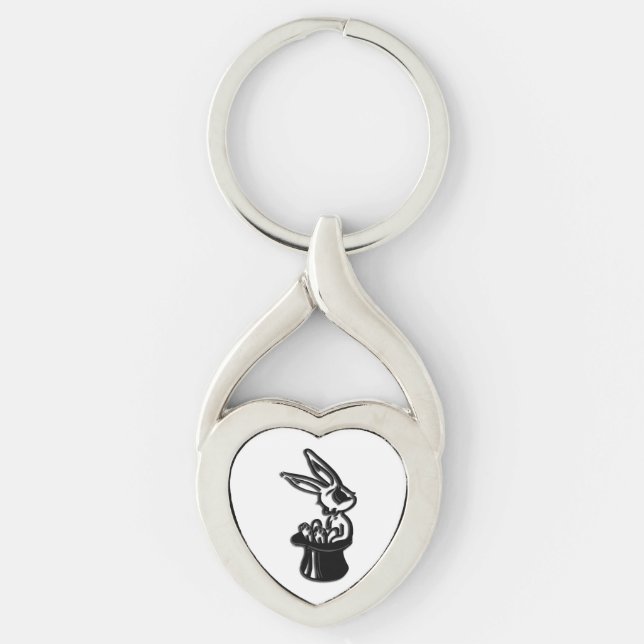 Bunny Rabbit in Top Hat Keychain (Front)