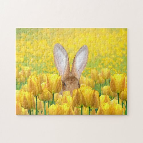 Bunny rabbit in tulips jigsaw puzzle