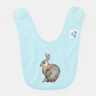 Bunny Rabbit Lapin Blue Grey Baby Boy Bib