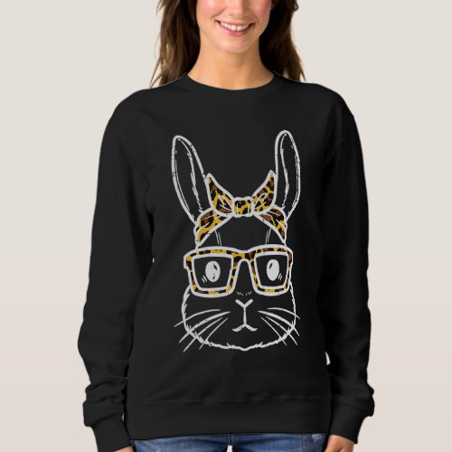 Bunny Rabbit Leopard Bandana Glasses Cute Easter G Sweatshirt