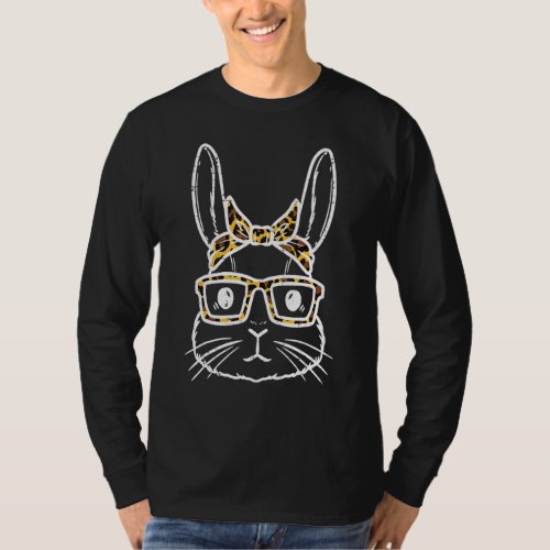 Bunny Rabbit Leopard Bandana Glasses Cute Easter G T_Shirt