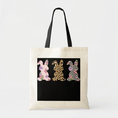 Bunny Rabbit Leopard Flower Tee Easter Day For Tote Bag