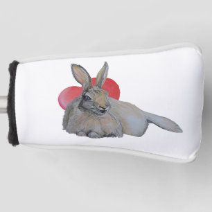 Bunny Rabbit Love with Red Heart Art Golf Head Cover