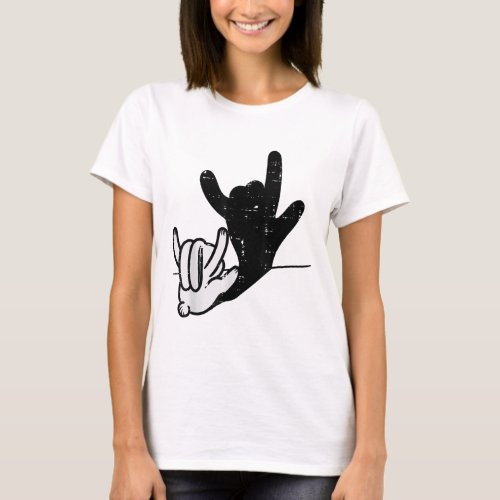 Bunny Rabbit Love You Hand Sign Language Funny Sha T_Shirt