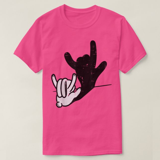 Bunny Rabbit Love You Hand Sign Language Funny Sha T-Shirt (Design Front)