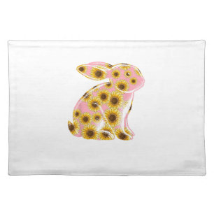 Bunny Rabbit Lover Happy Easter Sunflower Kids Men Cloth Placemat
