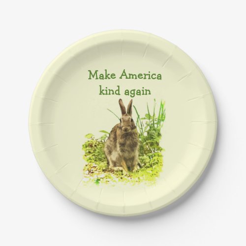 Bunny Rabbit Make America Kind Again Paper Plates