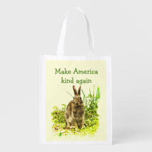 Bunny Rabbit Make America Kind Again Reusable Bag