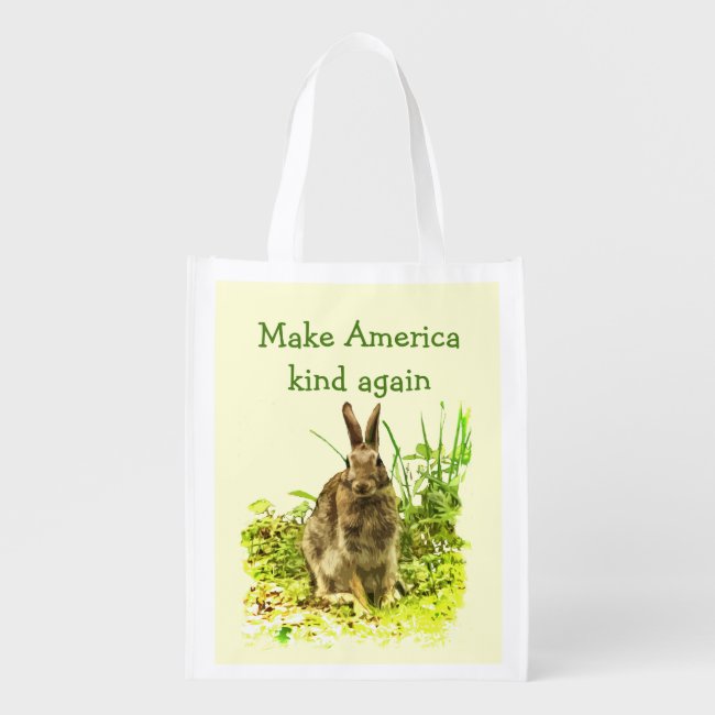 Bunny Rabbit Make America Kind Again Reusable Bag