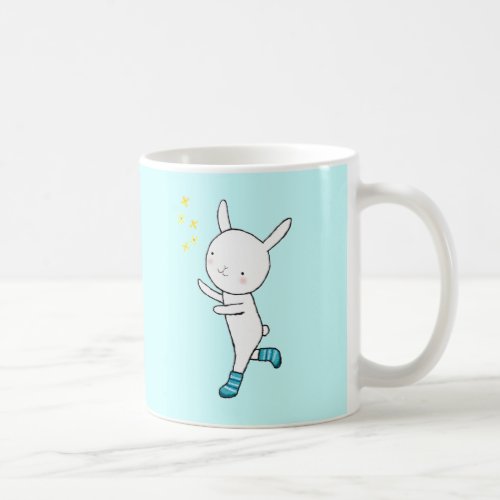 Bunny Rabbit Mug Cute White Rabbit with Flowers