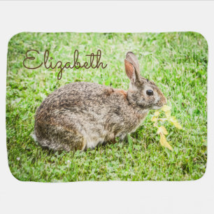 Bunny Rabbit Nature Animals Green Baby Blanket