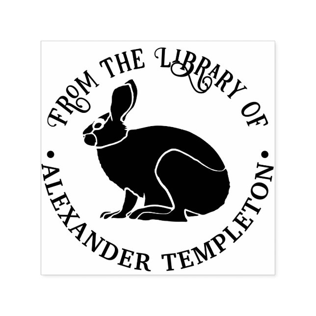 Bunny Rabbit Outline Library Book Name Self-inking Stamp (Design)