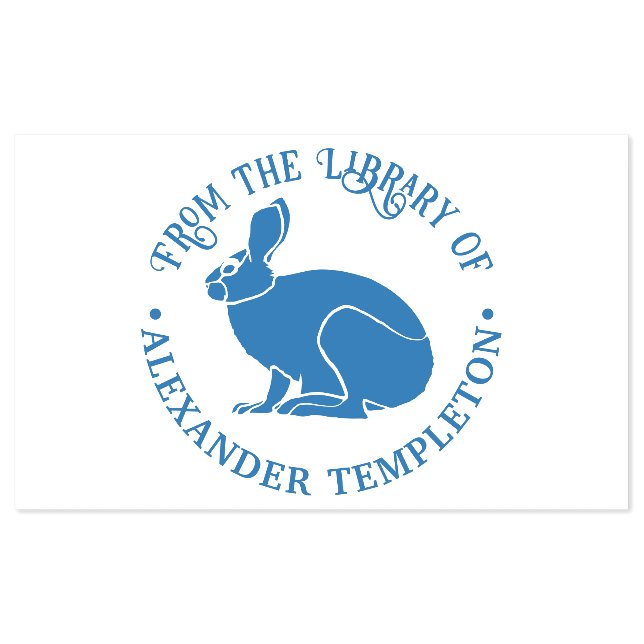 Bunny Rabbit Outline Library Book Name Self-inking Stamp (Design)