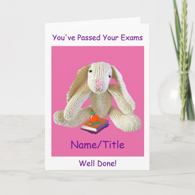 Bunny Rabbit Passed your Exams greetings Card (Front)