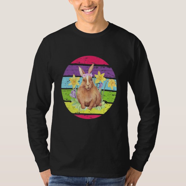 Bunny Rabbit Pastel Theme Daffodil Womens Easter B T-Shirt (Front)