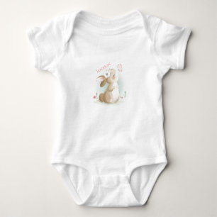 Bunny Rabbit Personalized Girly Pink Cute Baby Bodysuit