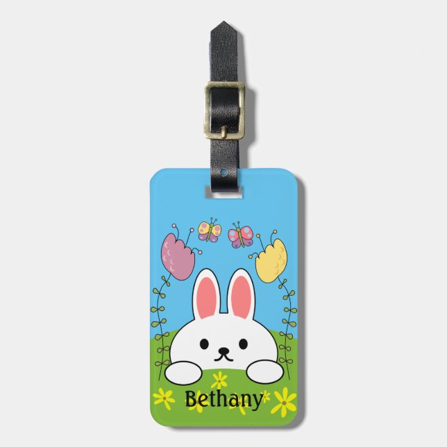 Bunny Rabbit Personalized Luggage Tag (Front Vertical)