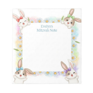 Bunny Rabbit Personalized Mitzvah Notes Notepad