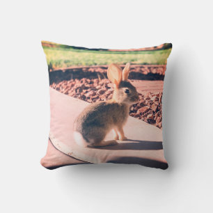 bunny rabbit photo Easter spring Throw Pillow